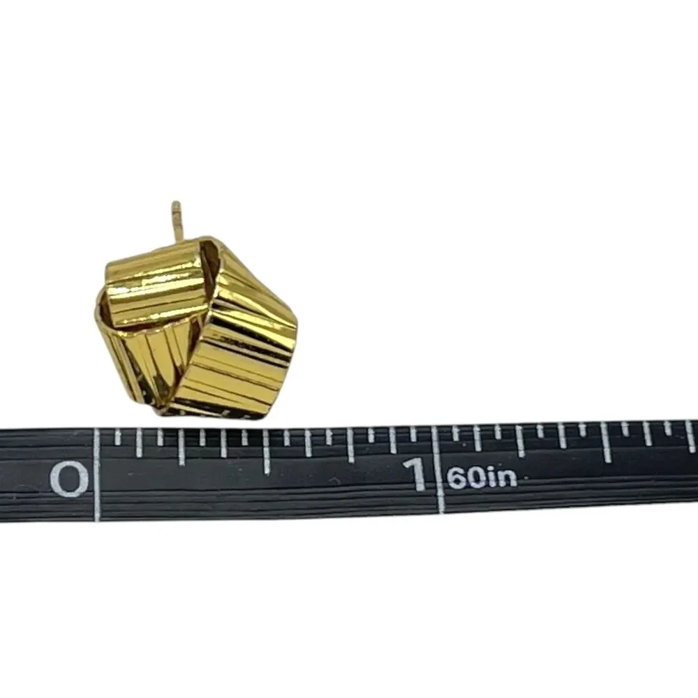 Gold Tone Statement Stud Earrings Modern Ribbed Swirl Post Geometric Wrap Posts